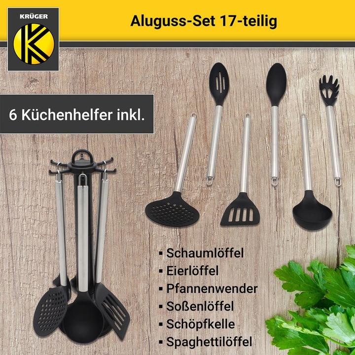 Image du produit Krüger Set d'ustensiles de cuisine en fonte d'aluminium (28 cm, Ensemble de casseroles et de poêles de cuisson, Fonte d'aluminium)