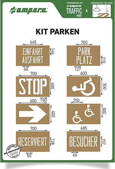 Actual product image Ampere Stencil set, industrial premises, text and symbol, 8 assorted stencils