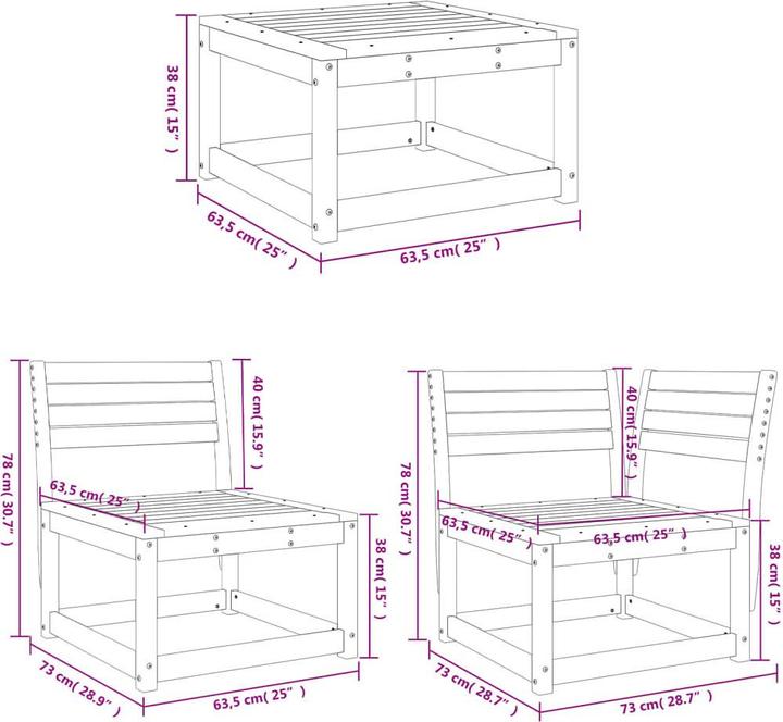 Immagine prodotto VidaXL Set 4 pezzi da giardino in abete Douglas