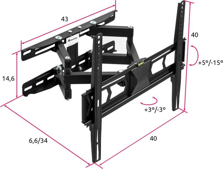 Actual product image tectake TV wall mount (Wall, 55", 60 kg)