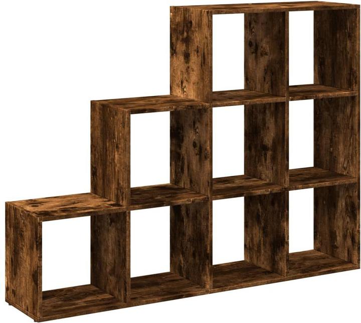 Actual product image VidaXL Room divider Bookcase Standing shelf Staircase shelf 3 steps Smoked oak (137.5 x 29 x 103.5 cm)