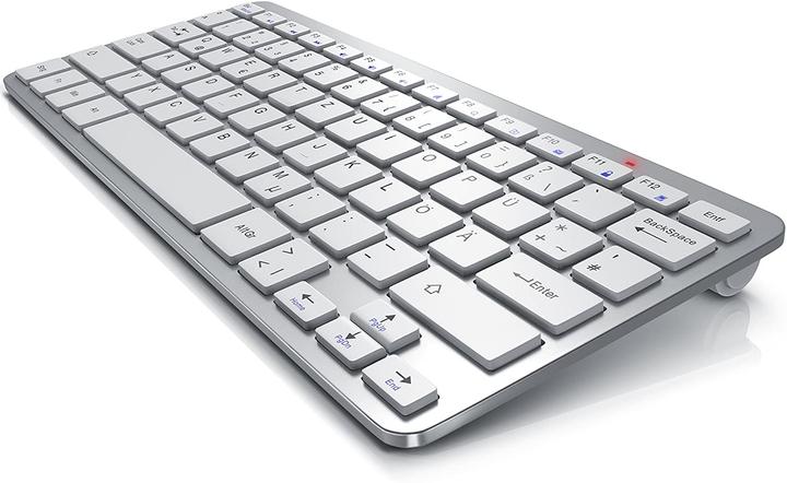 Produktbild CSL Wireless Tastatur, 2,4Ghz Slim Design Mini Keyboard, platzsparend, ergonomisch, Kabellos, silber (DE, Kabellos)