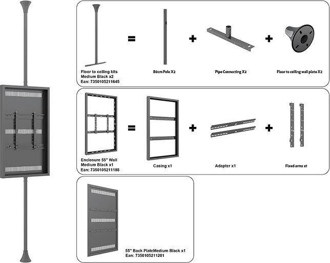 Produktbild Multibrackets Monitor Rahmen,Boden-Deckenmontage, 55"