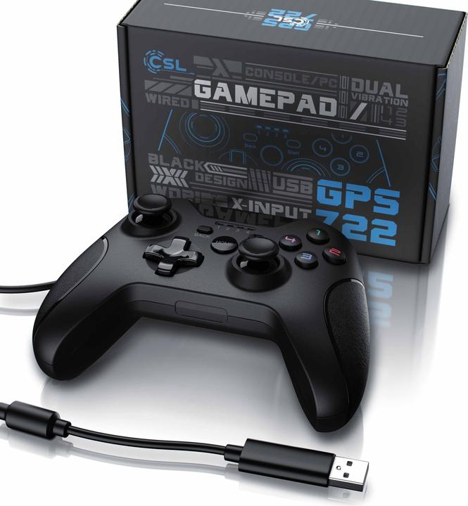 Actual product image CSL 2x gamepad set, gaming controller for PC, PS3, Playstation in Xbox design, high-quality analogue (PC)
