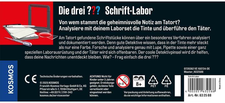 Nährwerte und Zutaten Kosmos Die drei??? Schrift-Labor