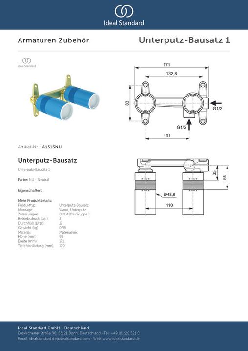 Image du produit Ideal Standard Kit d'encastrement