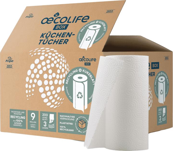 Oecolife Küchentücher Box RECYCLING XXL (9 x)