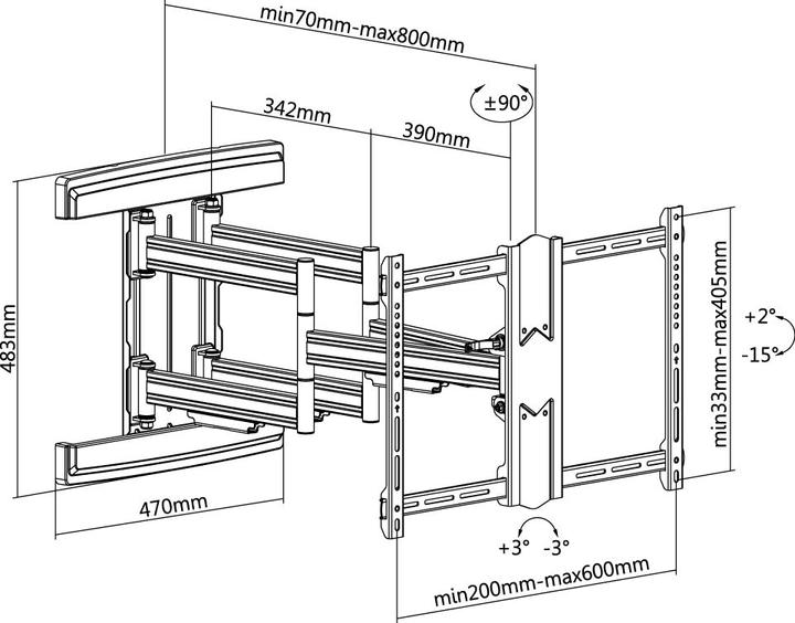 Actual product image Goobay Per Fullmotion (Wall, 70", 70 kg)