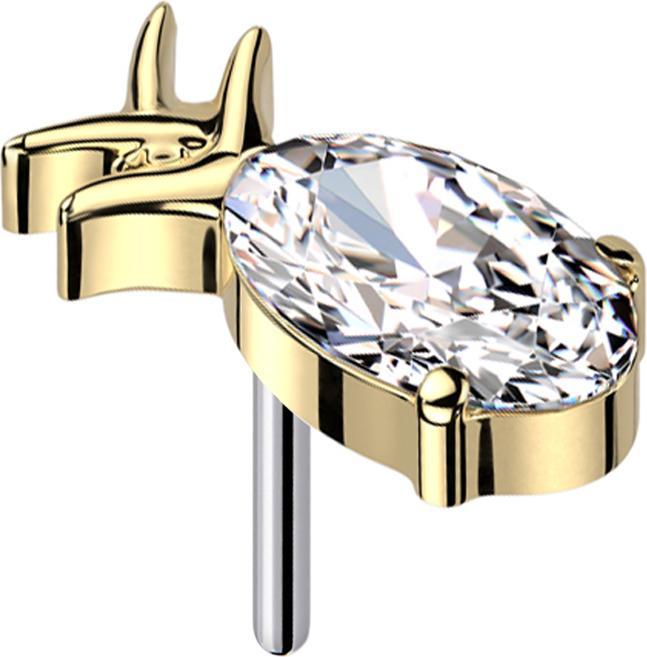 Star Piercing Threadless Ananas vergoldet Kristall silber (Titan G23, ohne Messing)