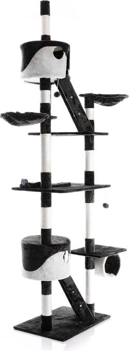 Produktbild Wiltec Kratzbaum 240–260cm schwarz/weiss Katzenkratzbaum deckenhoch Kletterbaum (260 cm, Schwarz, Weiss)