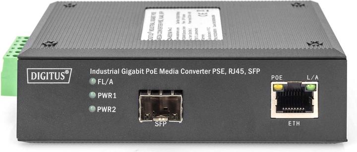 Actual product image Digitus Industrial PoE Gigabit Media Converter 10/100/1000Base-TX to 1000Base-X PSE Range up to... (Media converter)