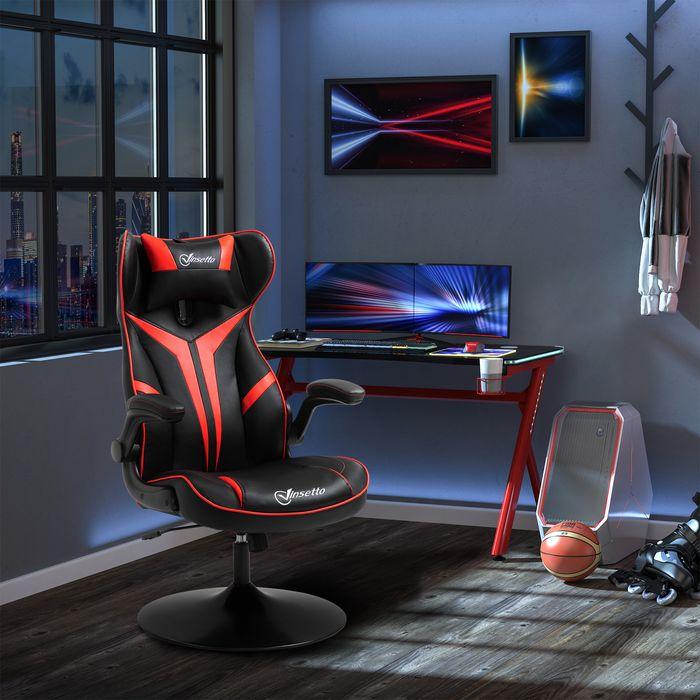 Image du produit Swisshandel24 Chaise de jeu ergonomique Chaise d'ordinateur avec fonction bascule Noir+Rouge