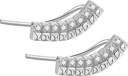 Rosato Longitudinal silver earrings with cubica zircons RZO040 (L)