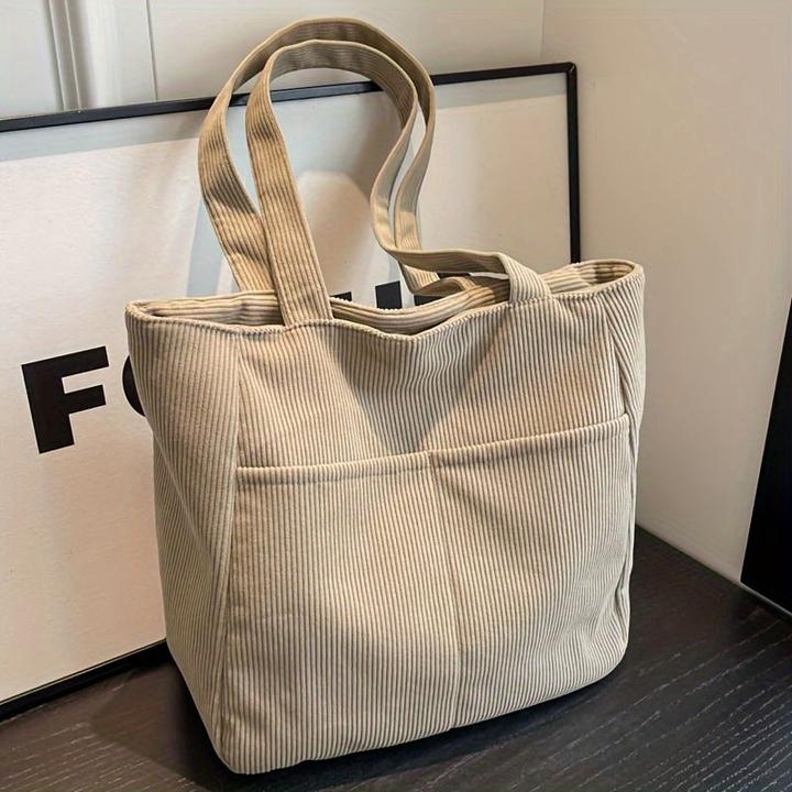 Only-Bags.Store Cord-Tasche mit festen Schulterriemen, lässig einfarbig, Reissverschluss, Polyester gefüttert
