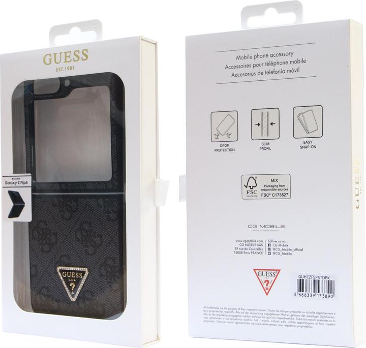 Actual product image Guess 4G Triangle Case Metal Logo for F731B Samsung Galaxy Z Flip5 - black (Samsung Galaxy Z Flip5)