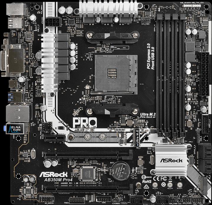 AsRock AB350M Pro4 (AM4, AMD B350, mATX)