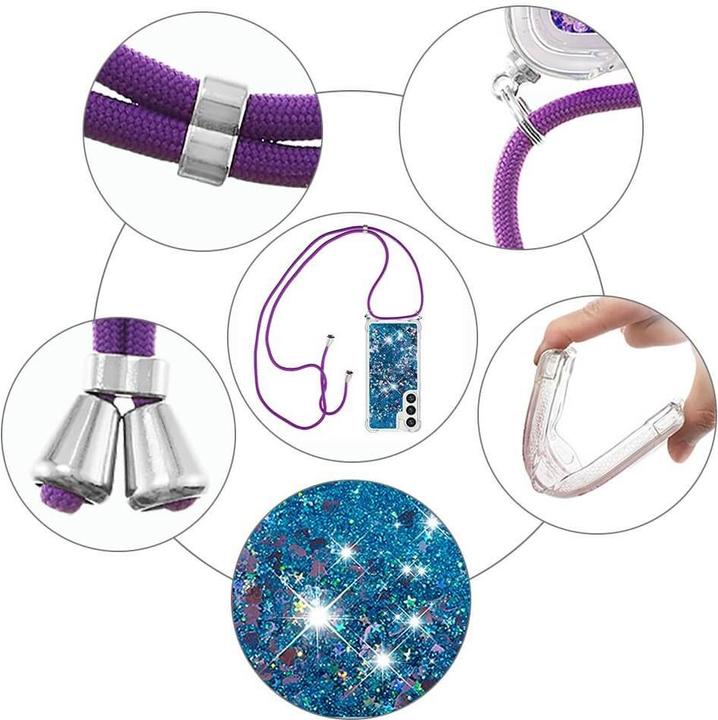 Produktbild Cover-Discount Glitzer Hülle mit Umhängeband blau (Samsung Galaxy S24+)