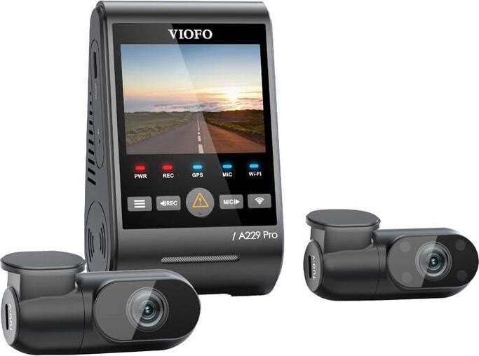 Immagine prodotto Viofo A229 Pro 3CH (WiFi, Accelerometro, Visione notturna, Ricevitore GPS, Microfono incorporato, Display integrato, 4K)