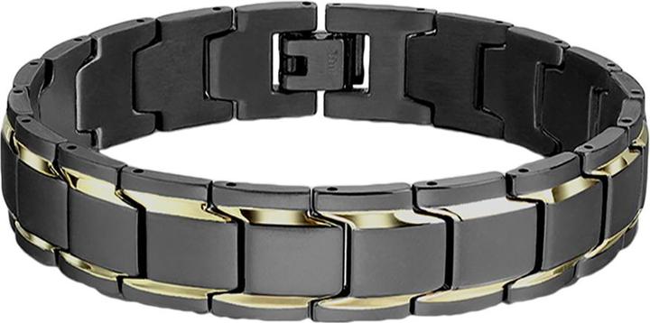 Star Piercing Armband schwarz matt mit zwei Goldstreifen (21 cm, Chirurgenstahl 316L, ohne Messing)