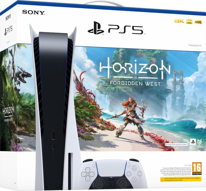 Produktbild Sony PlayStation 5 Standard + Horizon Forbidden West 825GB Wi-Fi Schwarz, Weiss