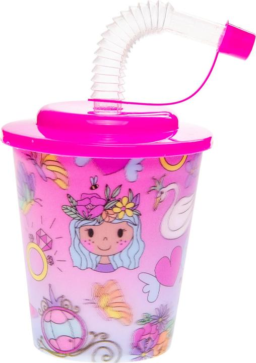LG-Imports Cup with lid and straw Princess, 12 pcs. (12 x)