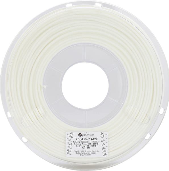 Image du produit Polymaker PolyLite ABS - Blanc - 2.85mm (ABS, 2.85 mm, 1000 g, Blanc)