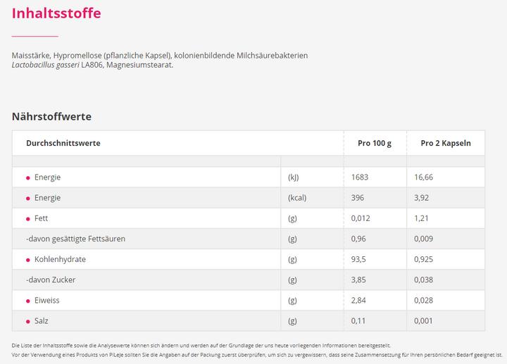 Nährwerte und Zutaten Lactibiane Plus (56 Stück, Kapseln, 57 g)