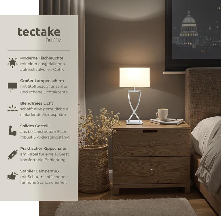 Image du produit tectake lampe de table Avina, design moderne, 60W (E27)