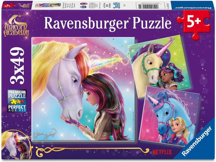 Produktbild Unicorn Academy Kinderpuzzle - 12004163 - Puzzle für Kinder ab 5 Jahren, mit 3x49 (49 Teile)