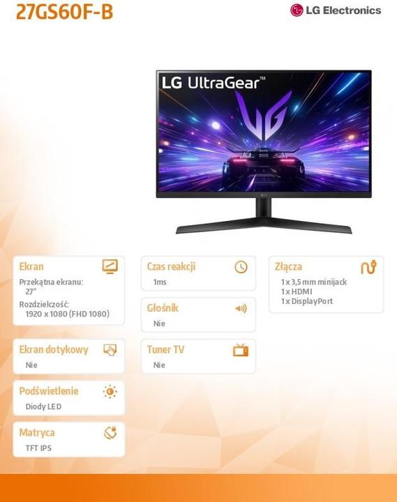 Produktbild LG UltraGear 27GS60F-B (1920 x 1080 Pixel, 27")