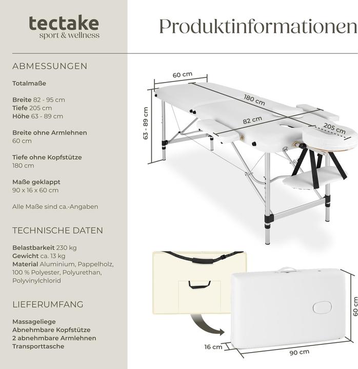Actual product image tectake 2 zone massage table