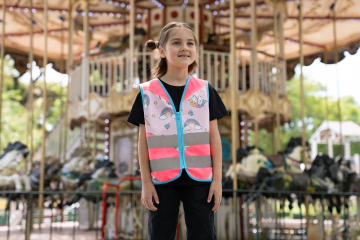 Produktbild Korntex Kinder Warnweste Fantasy Pink/Einhorn CO2 Neutral XS EN 17353 ® ACTFANUNIN (XS)