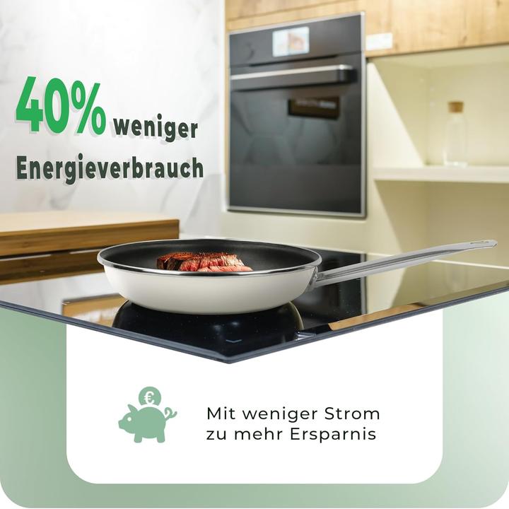 Produktbild Novaliv Energiesparpfanne 24 cm Einsparung bis zu 40% - Emaillierter Stahl, Antihaft Beschichtung in (24 cm, Bratpfanne, Stahl)