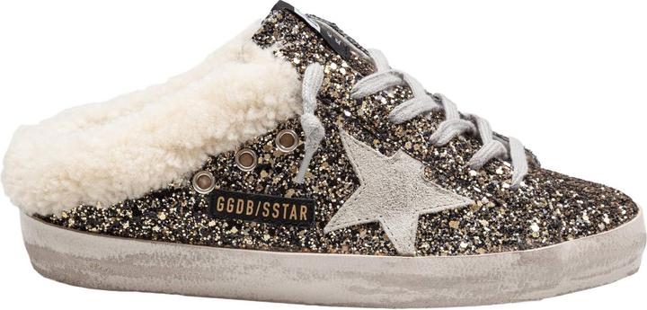 Actual product image Golden Goose sneakers super star in glitter color black/gold (38)