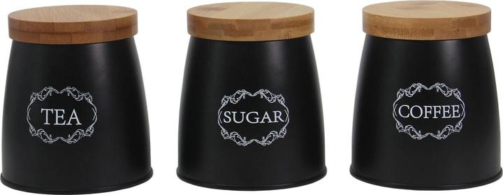 Produktbild neuetischkultur Vorratsdosen 3er-Set mit Holzdeckel Landhaus Schwarz (0.50 l)