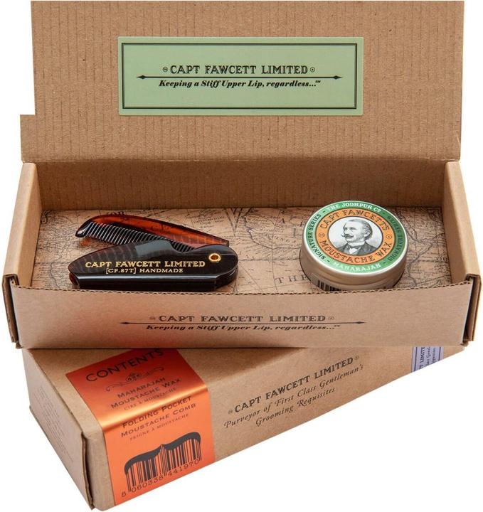 Actual product image Captain Fawcett Capt. Fawcett Care - Maharajah Moustache Wax & Moustache Comb Set