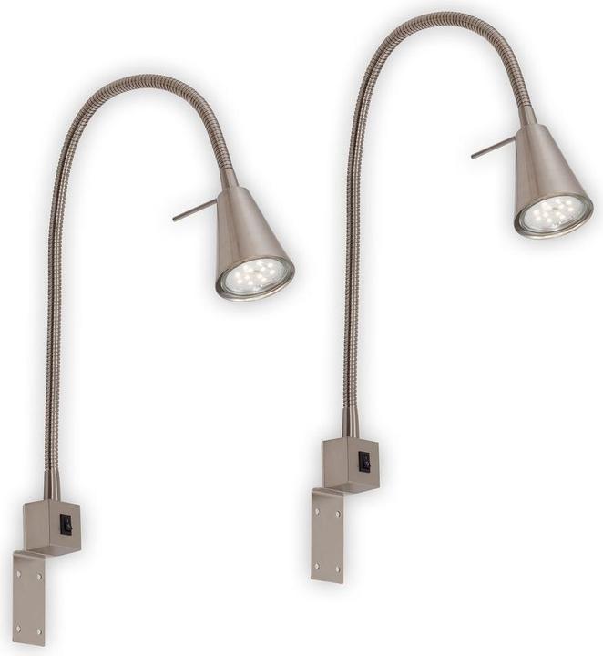 Produktbild Briloner 2er Set LED Bettleuchte Schlafzimmer Wohnzimmer Matt-Nickel