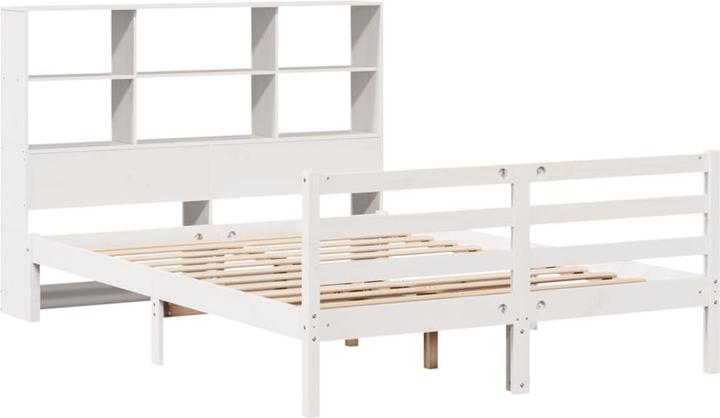 Produktbild VidaXL Massivholzbett Holzbett Bett mit Regal ohne Matratze Weiss 180x200cm (180 x 200 cm)