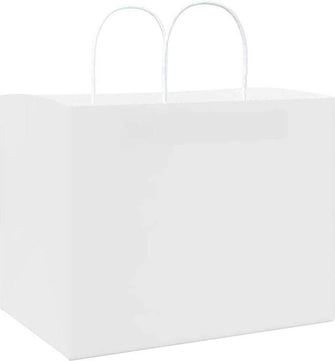 Produktbild VidaXL Kraftpapiertüten 250 Stk. mit Henkel Weiss 32x22x24 cm Papiertüte (Geschenktüte, 250 x)