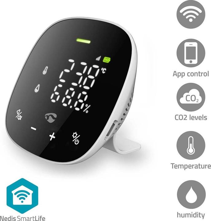 Image du produit Nedis SmartLife Luftqualitätsmonitor Wi-Fi | inkl. Display | Kohlendioxid (CO2) / Luftfeuchtigkeit /