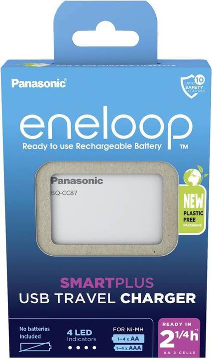 Produktbild Panasonic eneloop Smart Plus USB Travel Charger BQ-CC87 (AA, AAA, Ladegerät inkl. Akku)