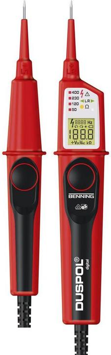 Benning DUSPOL digital Zweipoliger Spannungsprüfer kalibriert (ISO) CAT III 1000 (CAT IV 600V, CAT III 1000V)