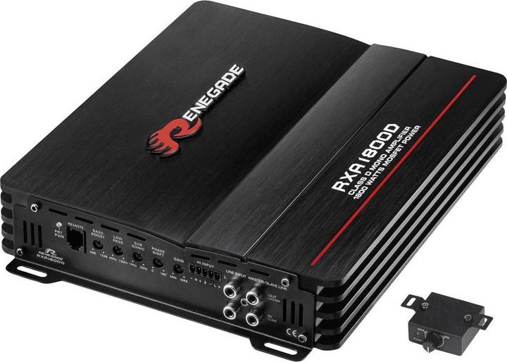 Produktbild Renegade RXA1800 1-Kanal Endstufe 1800W Lautstärke-/Bass-/Höhen-Regelung Passend für (Auto-Marke)