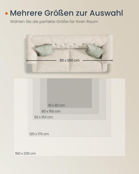 Produktbild Songmics Wohnzimmerteppich Rutschfest Vintage Beige 120 x 170 cm (120 x 170 cm)