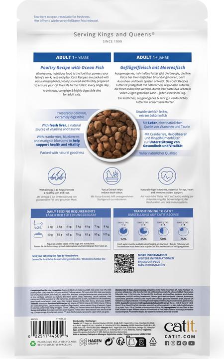 Nutritional values and ingredients Catit Recipes Adult poultry and fish (Adult, 1 pcs., 400 g)