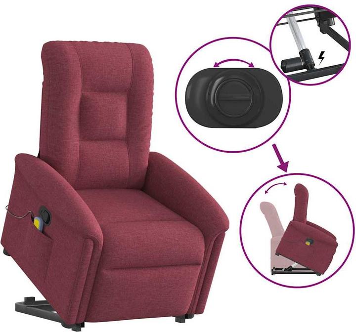 Immagine prodotto VidaXL Poltrona massaggiante con ausilio stand-up in tessuto rosso vino