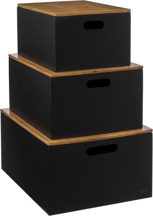Produktbild JTI Aufbewahrungsboxen mit Bambusdeckel - 3er-Set (26 x 18 x 13 cm)