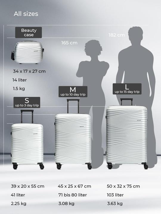 Immagine prodotto Pactastic Collezione 02 THE THREE SET Set di valigie a 4 ruote 3 pezzi (204 l, XL (da 115l))