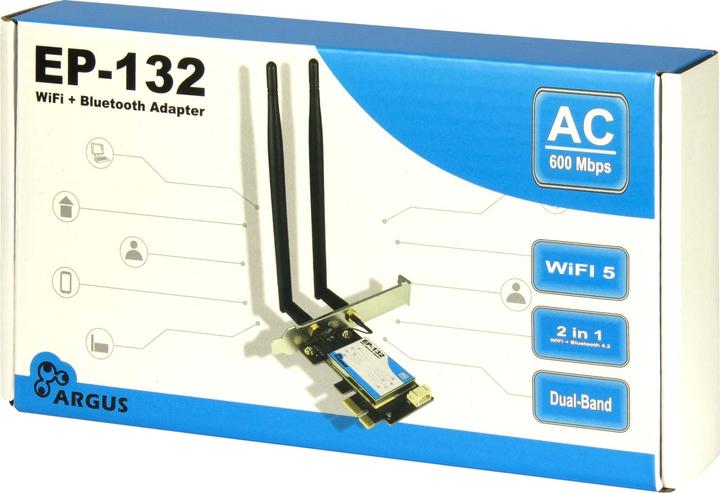 Actual product image Intertech Wi-Fi 5 PCIe Adapter EP-132 Antenna,Bluetooth 4.2 (PCIe)