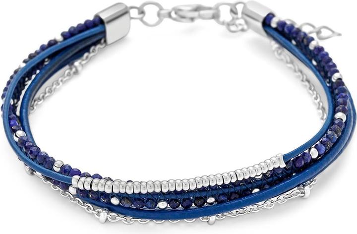 Leyda Armband Leder Edelstein mit Edelstahl (19.50 cm, Stein, Leder, Edelstahl)